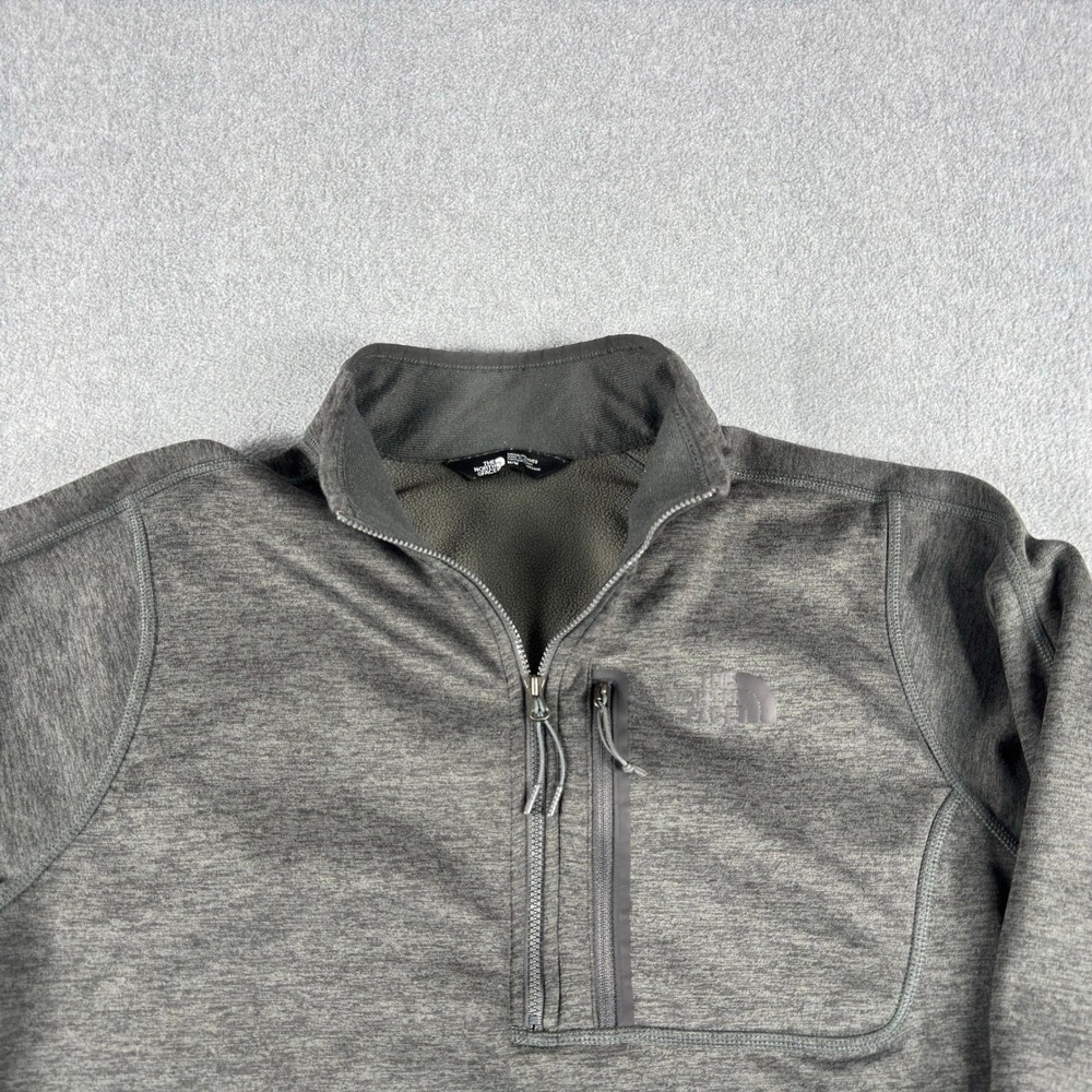 North Face 1/4 Zip Fleece Mens M Gray Heather Fleece Lined Pullover